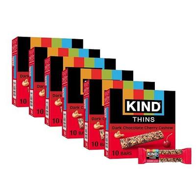 KIND Thins Snack Bars, Dark Chocolate Cherry Cashew, Gluten Free, Low Calorie, Healthy Snacks, 5g Sugar, 60 Count