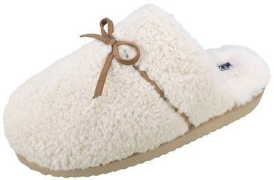 IZOD Ladies Dana Sherpa Scuff Slippers, Size Small to XL Ivory
