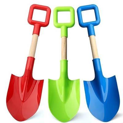 16" Beach Sand Shovels Toys for Kids, Gardening Tool Kits, Sturdy Long Wooden Spade for Sand Snow Digging, ABS Plastic Scoops Equipment Gift for Summer Winter Camping Backyard Planting (3PCS)