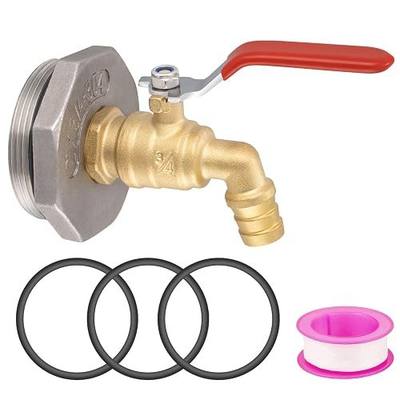 55 Gallon Drum Faucet, Barrel Spigot Kit with 2" Stainless Steel Adapter, 3/4" NPT Inlet × 5/8" Outlet Brass Barb Valve, EPDM Gaskets, Leak-Proof for Rain Barrel, Water Barrel & Oil Drum