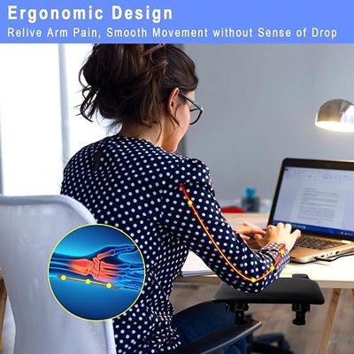 eulps Foldable Arm Rest for Desk, Clamp-On Desk Arm Support Pad with Soft PU Leather Cushion, Ergonomic Wrist & Forearm Rest for Computer Typing, Mouse Use, Gaming, Home Office