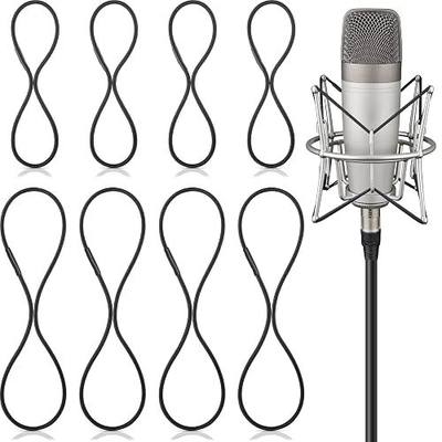 Shappy 8 Pieces Black Universal Elastic Bands Replacement Microphone Shock Mount Rubber Ring Shock Mount Holder Clamp Clip for Microphone Holder Clip