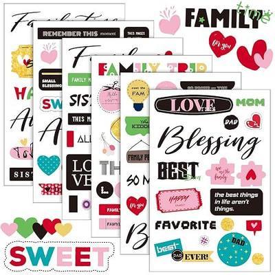 Chinco 30 Sheet Family Friend Theme Scrapbooking Sticker Decals 500 Pieces Waterproof Vinyl Happy Memories Sticker Decor for Album Embellishment Art Project