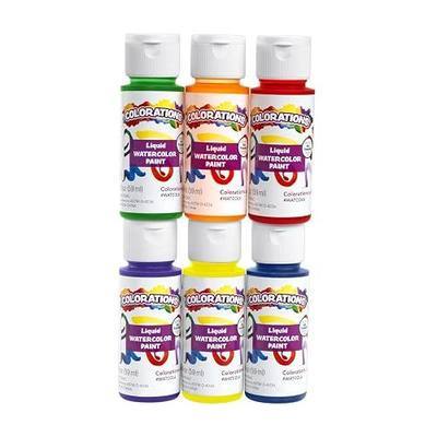 Colorations Liquid Water Color Paints, Set of 6, 2 OZ EA, Blue, Green, Red, Purple, Yellow, Orange, Party Favors, Craft & Glue Dye | Blue, Green, Red, Purple, Yellow & Orange, Non-Toxic, Party Favors, Slime & Glue Dye, Kids' Watercolor Art, Stamp Pad Refill