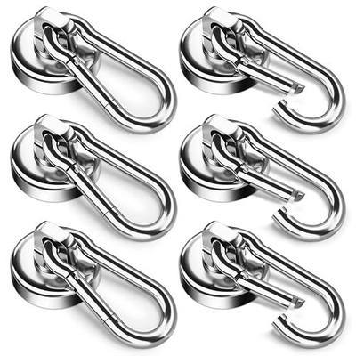 FINDMAG Magnetic Hooks, 70LBS Neodymium Magnet Hooks Heavy Duty, 6 Pack | Strong Magnetic Hooks with Swivel Carabiner for Hanging, Kitchen, School, Home Garage, RV, Camping