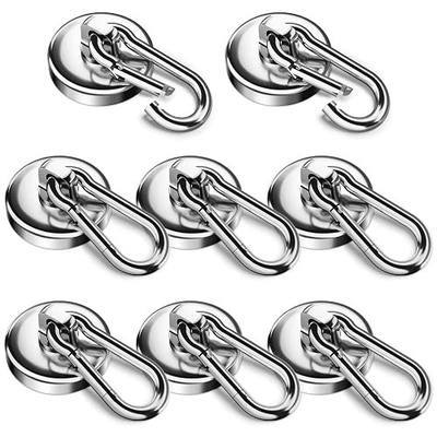 FINDMAG 8 Pack 100 LBS Magnet Hooks Heavy Duty, Magnetic Hooks for Hanging | Magnetic Hooks with Swivel Carabiner, Hanging, Kitchen, Office and Gear on Metal Doors, School