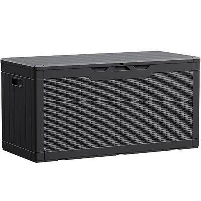 Devoko 100 Gallon Waterproof Resin Deck Box, Large Outdoor Storage Box | Indoor Outdoor Lockable Storage Container for Patio Furniture Cushions, Garden Tools & Pool Supplies