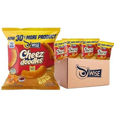 Wise Snacks Cheez Doodles Baked Puffs, Honey BBQ 0.75 Ounce (42 Count) | Individual Snack Size Bags, School and Halloween Snacks for Kids, Gluten Free, 0g Trans Fat, No Preservatives Cheese Puffs