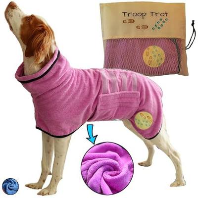 Dog Bathrobe - Super Absorbent Pet Towel for Drying - Premium Microfiber Robe for After Bath - Quick Drying Wrap (XL, Pooch Pink)