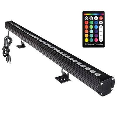 144W RGB LED Wall Washer Light, 5000K Daylight, Color Changing | 10×60° Wide Beam Outdoor Light Bar with Remote, 16 Colors, Dimmable, 120V IP65 Waterproof for Stage, Indoor, Events & Signs