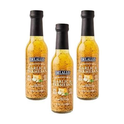 DeLallo Garlic Parmesan Dipping Oil, Extra Virgin Olive Oil Infused, Ready-to-Use Condiment, Gluten Free, Non-GMO, 8 oz Bottle, (3 Pack)