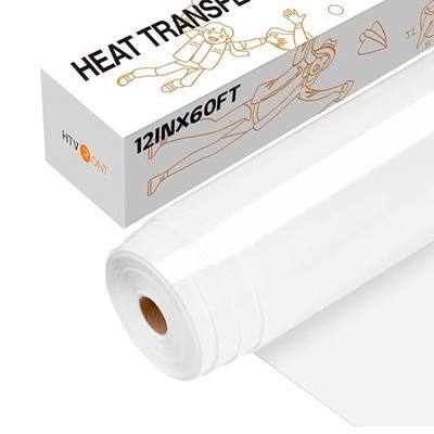 HTVRONT Heat Transfer Vinyl White Iron on Vinyl, 12 x 60FT White HTV | White HTV Vinyl Roll, White Heat Transfer Vinyl for T Shirts, Easy to Cut & Weed for Heat Transfer Design