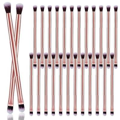 24 Pcs Eyeshadow Smudge Brush 2 in 1 Eyeshadow Double Ended Concealer Brush Under Eye Small Soft Firm Pointed Foundation Makeup Applicator for Blending Eye Shadow Liner(Rose Gold)