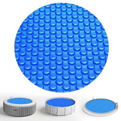Solar Pool Cover 8 ft Round for 6-24ft Above Ground Inground Pools, Hot Tub Spa Thermal Heating Bubble Wrap Covers, 12 Mil Heavy-Duty Circle Blue Floating Blanket Mat for Swimming Pools