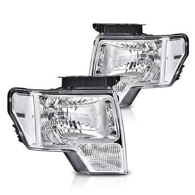PIT66 Headlights Assembly Fit 2009-2014 Ford F150 | Clear Lens Chrome Housing Clear Reflector, faros delanteros Driver and Passenger Side Headlamp Replacement