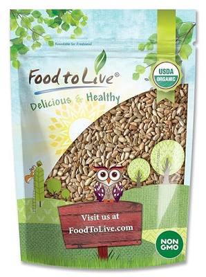 Food to Live Organic Dry Roasted Sunflower Seed Kernels, 2 Pounds Non-GMO, Unsalted, Oven Roasted, No Oil Added, Hulled, No Shell, Vegan, Kosher, Keto. Rich in Protein and Healthy Fats. Tasty Snack