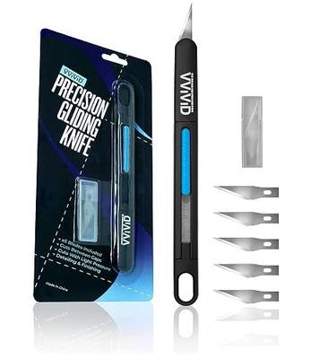 VViViD Precision Gliding Automotive Vinyl Wrapping Knife, Retractable, Safety locking, 5 Replacement Blades