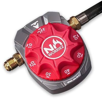 NO WORRIEZ Safety Auto Shut-Off Gas Timer for Propane & Natural Gas | Outdoor Grill, Fire Pit, Pizza Oven | – 100,000 BTU w/ 3/8" Flared Assembly Connector & Hose, Patent Pending | 80,000 BTU, Fits Outdoor Grill, Fire Pit, Pizza Oven, BBQ, Smoker, Turkey Fryer, Mechanical Valve