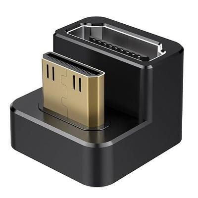 AGVEE 2 Pack (Long Side Inward) 180 Degree Angled Mini HDMI Male to HDMI Female Adapter, U-Shaped 4K@60HZ Converter Coupler Connector Extender for Portable Display Monitor Accessories, Black
