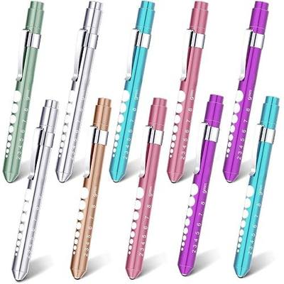 Nuanchu 10 Pcs Penlight for Nurse Pen Light LED Reusable Pen Lights with Pupil Gauge for Torch Medical Students Doctors Daily Use with Pocket Clip Nurse Gifts