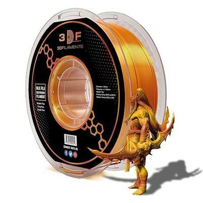 3DF Printing Filament – Dual Color Coextrusion Magic Silk PLA 3D Filament for FDM 3D Printers | Gold-Copper Silk PLA Filament 1.75mm | Dimensional Accuracy +/- 0.02mm | 1kg (2.2lbs) Spool | Pack of 1