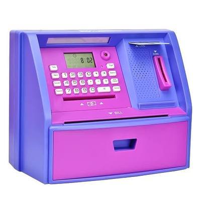 Talking ATM Savings Bank, Electronic Digital Piggy Bank for Kids | Realistic money and coins counting machine. Fun educational savings tracking bank. Great birthday gift for kids.