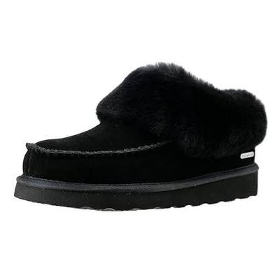 PAMIR Women's Moccasin House Shoes -Genuine Suede, Sheepskin Trim, Memory Foam, Indoor/Outdoor Slipper Boots