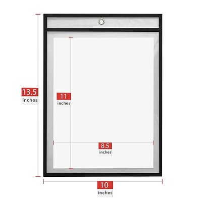 24 Pack Dry Erase Pockets – Black – By Essex Wares – for Teacher Lessons in a Classroom or for Use at Your Home or Office – 10” x 13.5” - Fits Standard Paper
