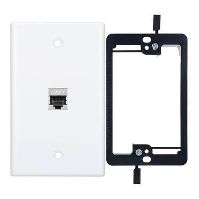 CAT7 RJ45 Inline Coupler Keystone Jack Wall Plate with Low Voltage Mounting Bracket, Metal Shielded 1 Port Cat7 Ethernet Cable Wall Plate Shielded Female to Female 1 Set
