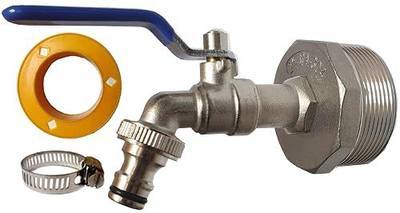 2" Drum Faucet Stainless Steel Barrel Faucet 3/4" Outlet for 55 Gallon Drum | Long rust-proof brass drum tap with leak-proof seal, adjustable flow, full fitting kit for 55 gallon barrels