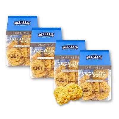 DeLallo Capellini Angel Hair Pasta Nests, Made in Italy, Made with Durum Wheat Semolina Flour, All Natural, Kosher, Non-GMO, 8.82 oz Bag, (4 Pack)