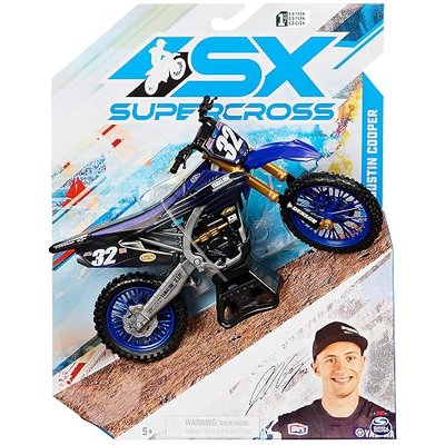 Supercross, Authentic Justin Cooper 1:10 Scale Collector Die-Cast Toy Motorcycle Replica with Display Stand, For Collectors and Kids Age 5 and Up