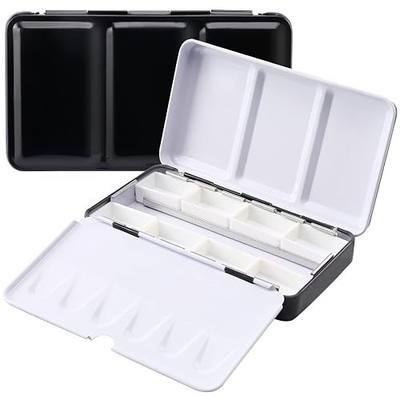Metal Watercolor Tin with Fold-Out Palette, Small Tray Palette with 8 Empty Full Pans for Plein Air, Acrylic and Oil Painting