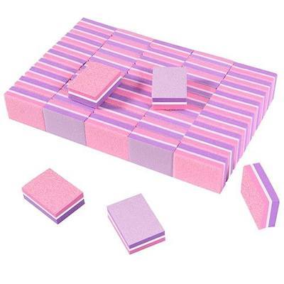 CGBE Nail Buffer (50 Pack), Buffer Block Nail File 100/180 Grit, Mini Nail Buffers Block Sponge Double Sided Nail File for Acrylic Nails Manicure Tools (Pink-Purple)