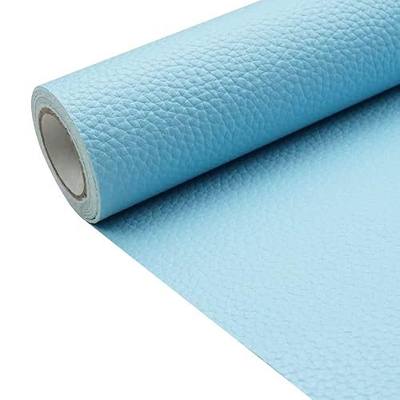 Baby Blue Litchi Texture PU Fabric Leather 11.8x53.14 Inch(30x135 CM) 1.13mm Thick Faux Synthetic Leather Material for Upholstery Crafts, DIY Sewings, Sofa, Handbag, Earrings, Hair Bows Decorations
