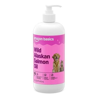 Amazon Basics Wild Alaskan Salmon Oil - Skin and Coat Support, Omega 3 Supplement for Dog and Cat, 16 fl oz (Previouly Wonder Bound)