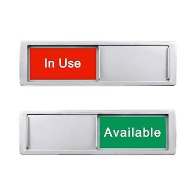 in Use or Available Sign,Vacant Occupied Sign for Home Office Hotles Hospital Restroom, Vacant Occupied Slider Door Status Tells Whether Room in Use or Available,Non-Scratch Magnetic Slider Door Indicator Signs, 7'' x 2'' - Silver