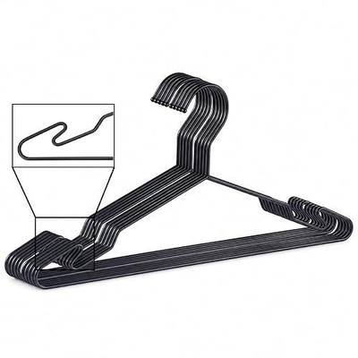 Black Metal Hangers, Heavy Duty Clothes Hangers with Non-Slip Grooves, Slim Space Saving Coat Hangers - 10 Pack Black