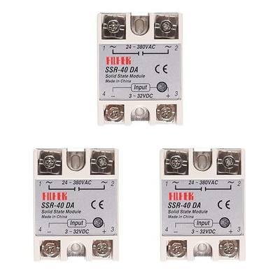 3pcs Solid State Relay SSR-40DA Single Phase Solid State Relay Module Input 3-32V DC Output 24-380V AC for Temperature Controller