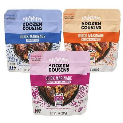 A Dozen Cousins Chicken Quick Marinade Seasoning, Variety 10-Pack | Jamaican Jerk, Mexican Pollo Asado & Peruvian Pollo a la Brasa for Grill, Oven, Airfryer, 30-Minute Marinade Packets
