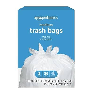 Amazon Basics 8 Gallon Flap Tie Trash Bags, Fresh Scent, 80 Count