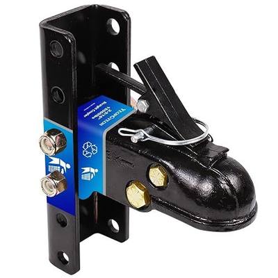 Adjustable Trailer Coupler and 5-Position Channel Bracket Kit, 2-5/16" Hitch Ball 15,000 lbs Capacity, Heavy Duty Steel Towing Equipment for Utility Trailers, Boats and RVs, Black Powder Coated