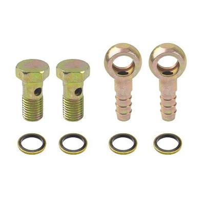 2 Sets M12 Banjo Hose Barb Bolt Fittings Banjo Bolt Screw Crush Washer Kit for Car Motorcycle (M12x1.25)