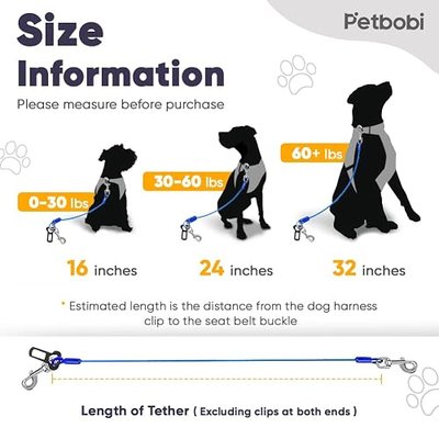 Petbobi Dog Seat Belt for Car - Chew Proof Durable Dog Seatbelt Tether for Small Medium Large Pets - Metal Vehicle Harness Restraint with Double Clips and Latch - Car Leash for Safety Travel