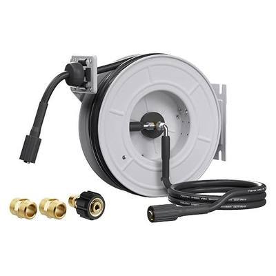 Giraffe Tools Pressure Washer Hose Reel with 50ft Replaceable Hose, Power Washer Retractable Hose Reel, Heavy Duty, Wall/Floor Mounted, 3200 PSI