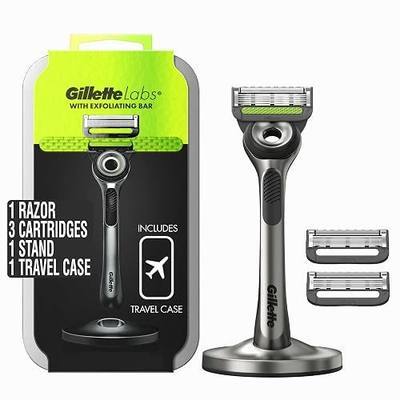 Gillette Labs Shaving Kit for Men, Storage on the Go, Includes Travel Case, 1 Handle, 3 Razor Blade Refills, and Premium Magnetic Stand