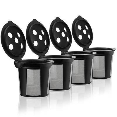 4 Reusable K Cups for Keurig K Supreme, K Supreme Plus, K Slim with Multistream Technology, K-Duo Hot & Iced Single Serve (Gen 2) - 4 Black Refillable Kcups Coffee Filters for Keurig Coffee Makers