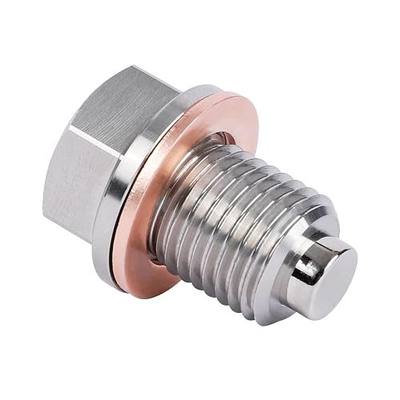 M12 x 1.5 Magnetic Oil Drain Plug Stainless Steel with Copper Crush Washer Compatible with BMW, Benz