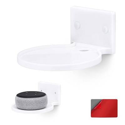 BRAINWAVZ 5” Round Floating Shelf Mount for Security Cameras Baby Monitors Speakers Plants Toys & More Universal Holder Stick-On Or Screw Mount, Easy to Install (White)