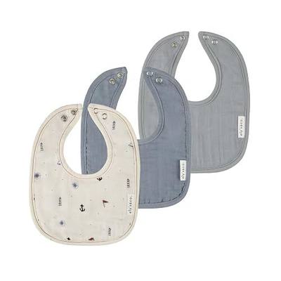 Ely's & Co. 100% Cotton Muslin Bib with Terry lining Soft & Absorbent for Infants, Adjustable Snaps 3 Pack